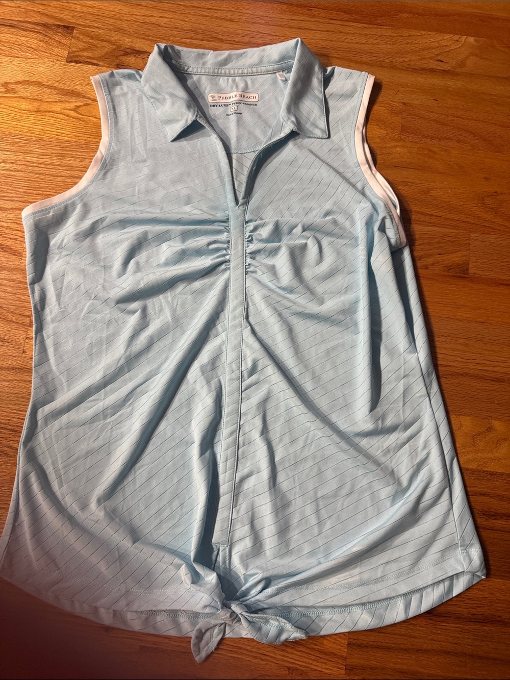 Pebble Beach Light Blue Sleeveless Polo Tie-Hem Tank